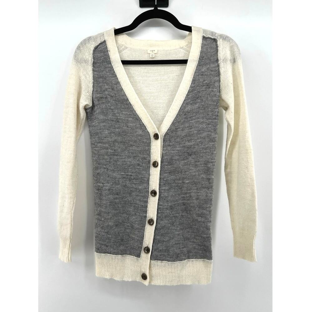 J.Crew Women's Alpaca Wool Blend Cardigan Size XS Two Tone V-Neck Knit
